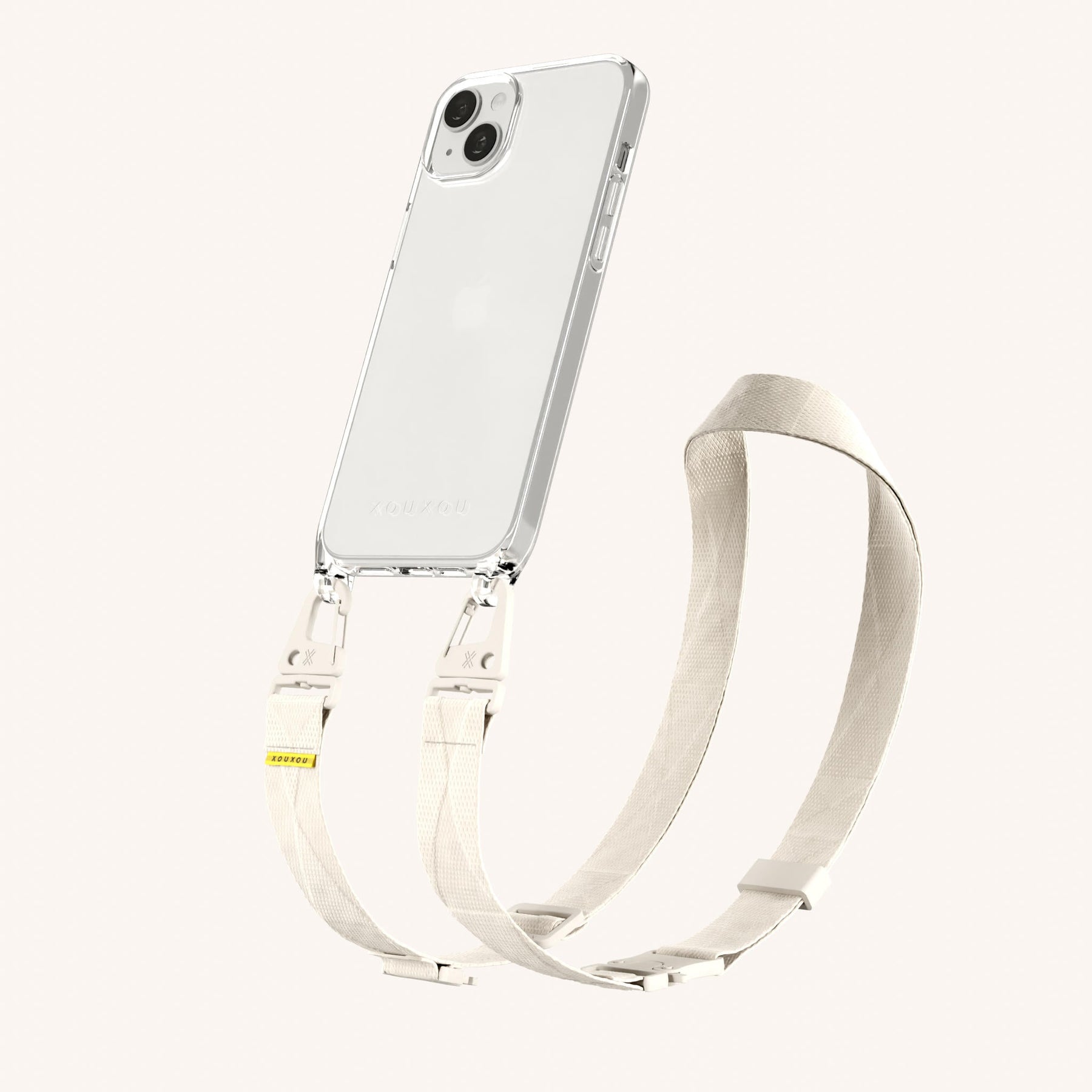 Phone Necklace with Lanyard in Clear + Chalk