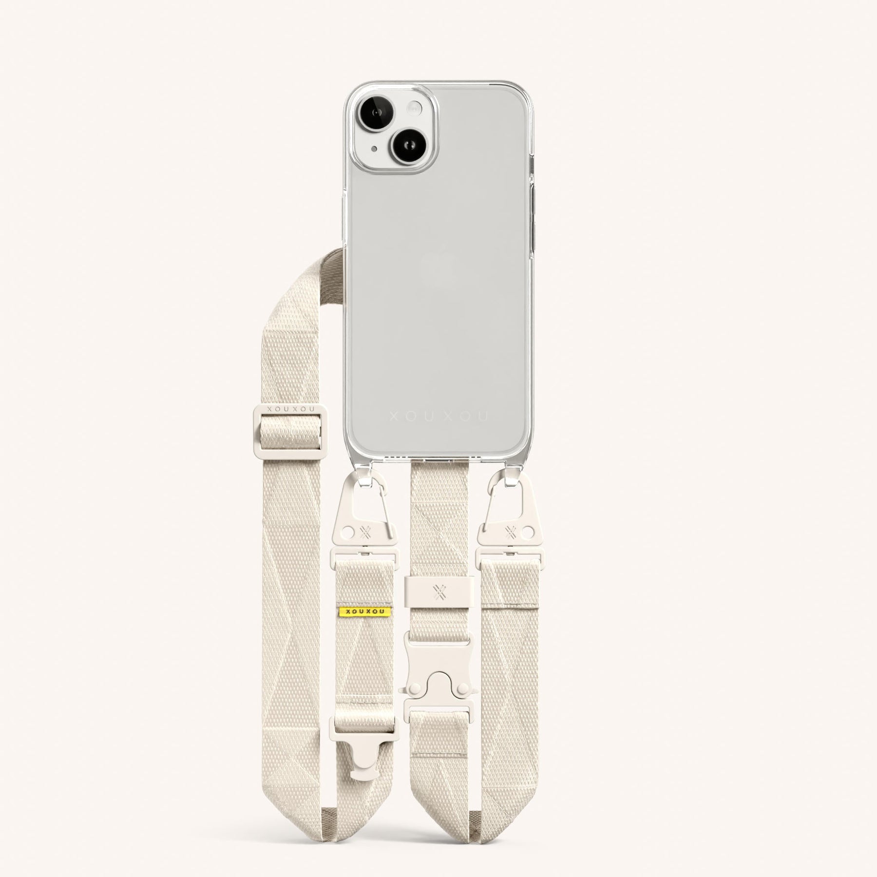 Phone Necklace with Lanyard in Clear + Chalk