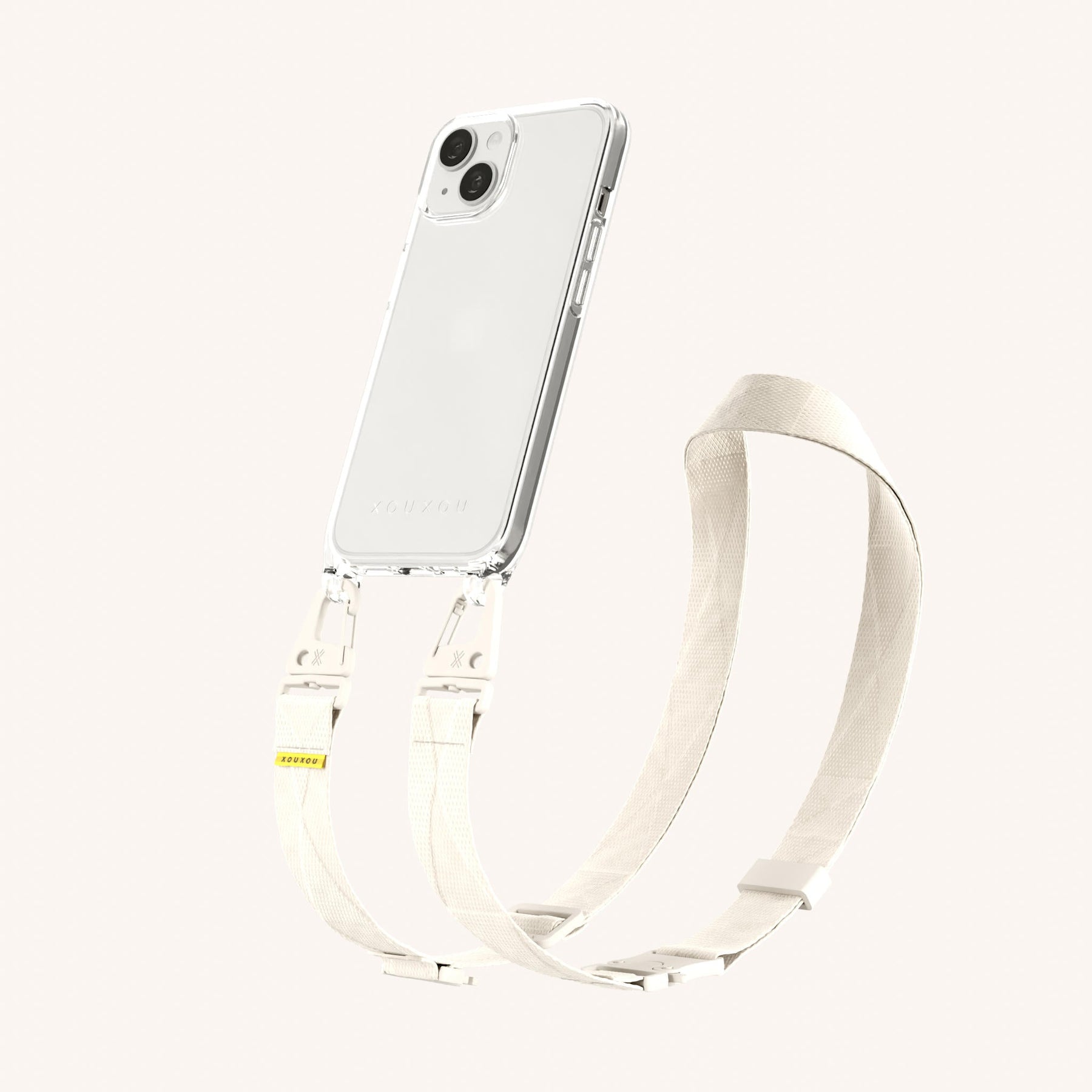 Phone Necklace with Lanyard in Clear + Chalk