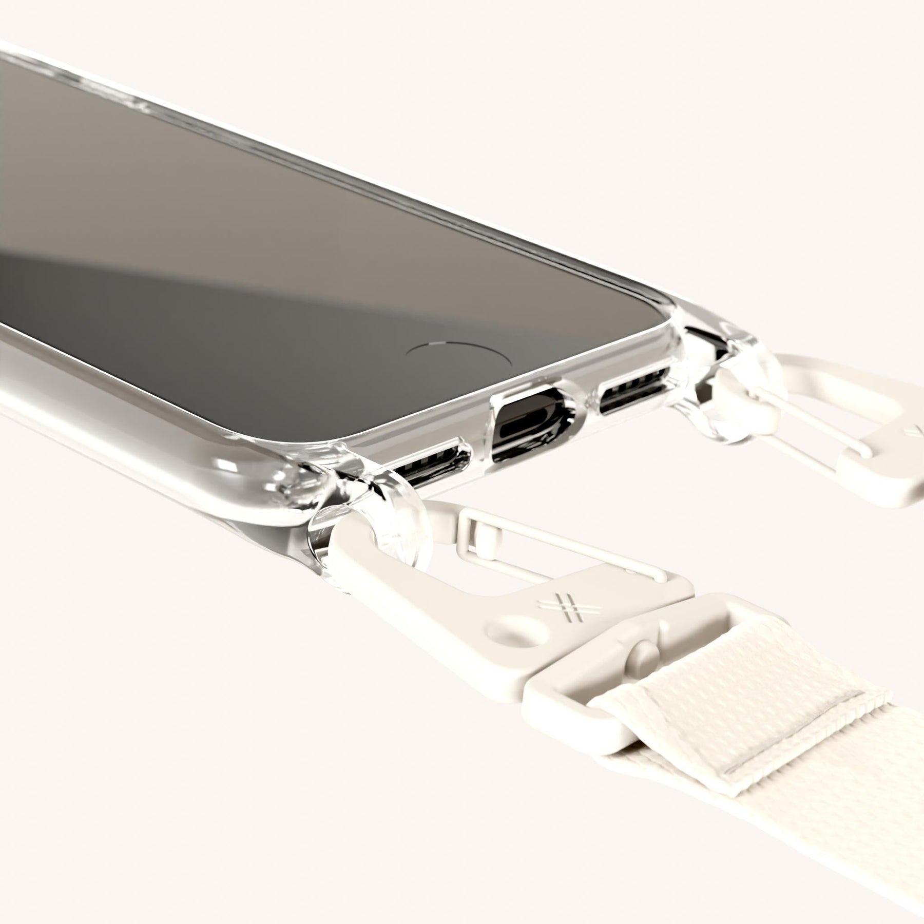 Phone Necklace with Lanyard in Clear + Chalk