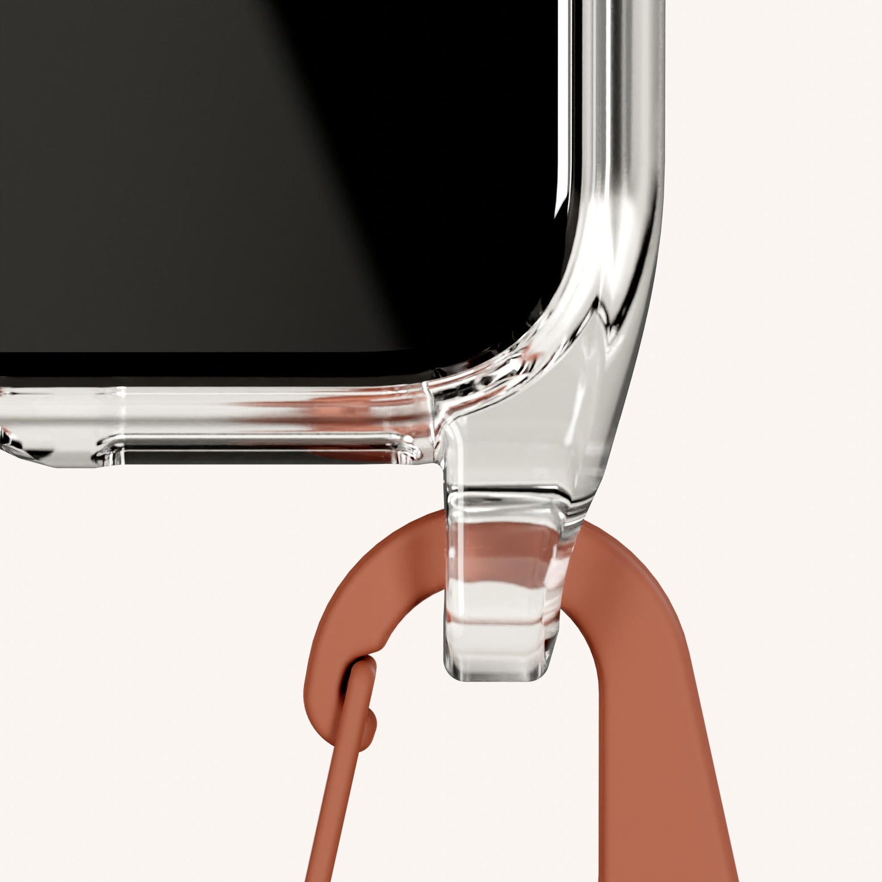 Handykette mit Gurt in Transparent + Rostrot