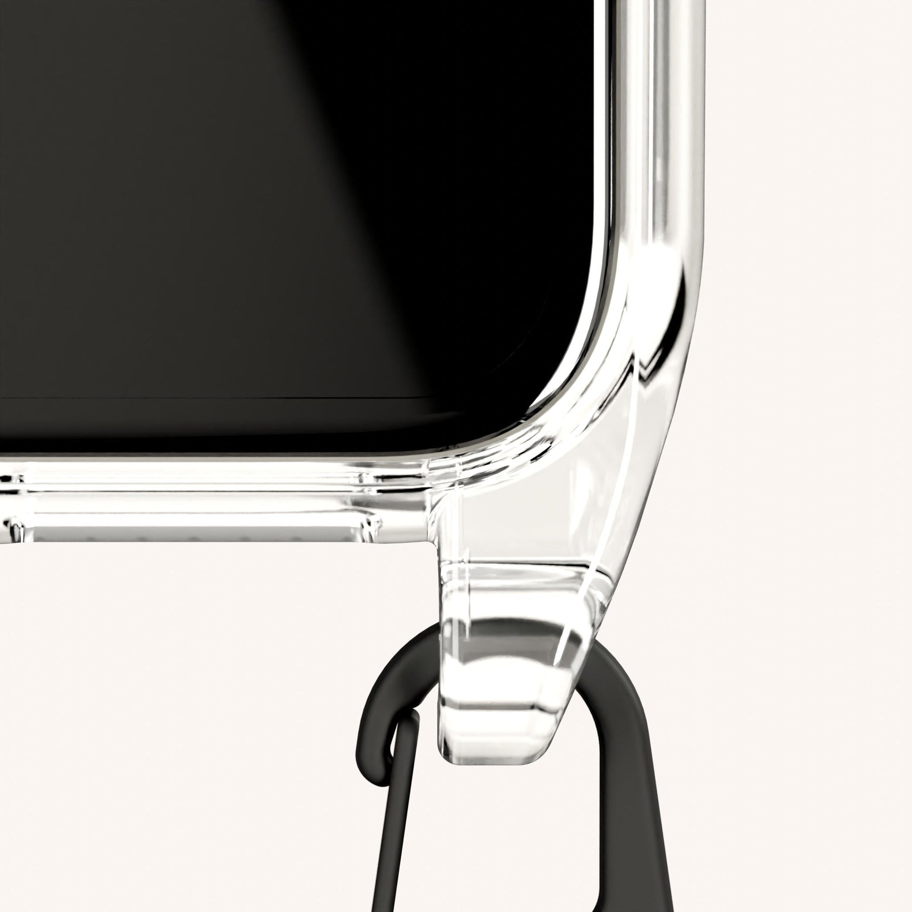 Handykette mit schmalem Gurt in Transparent + Schwarz