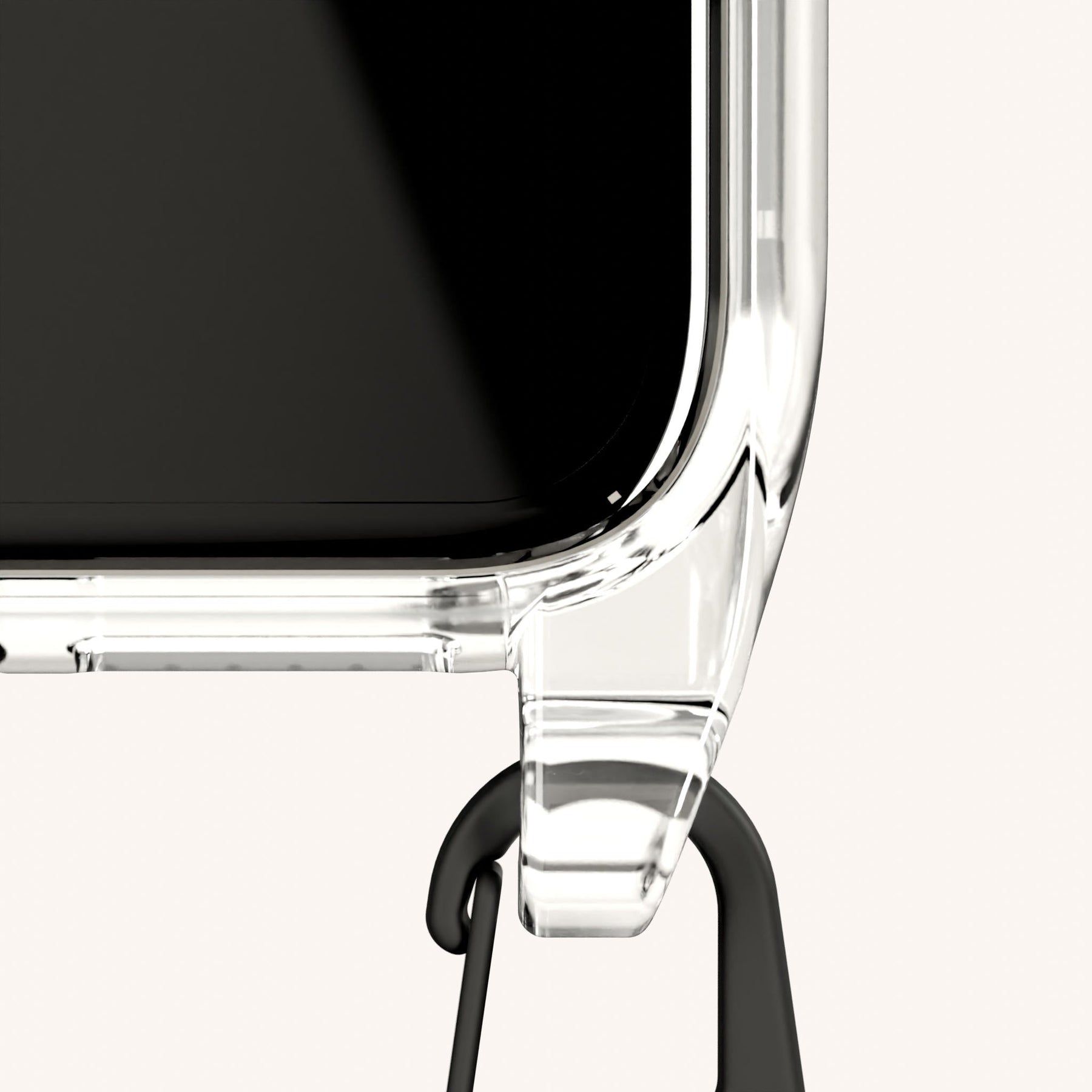 Handykette mit schmalem Gurt in Transparent + Schwarz