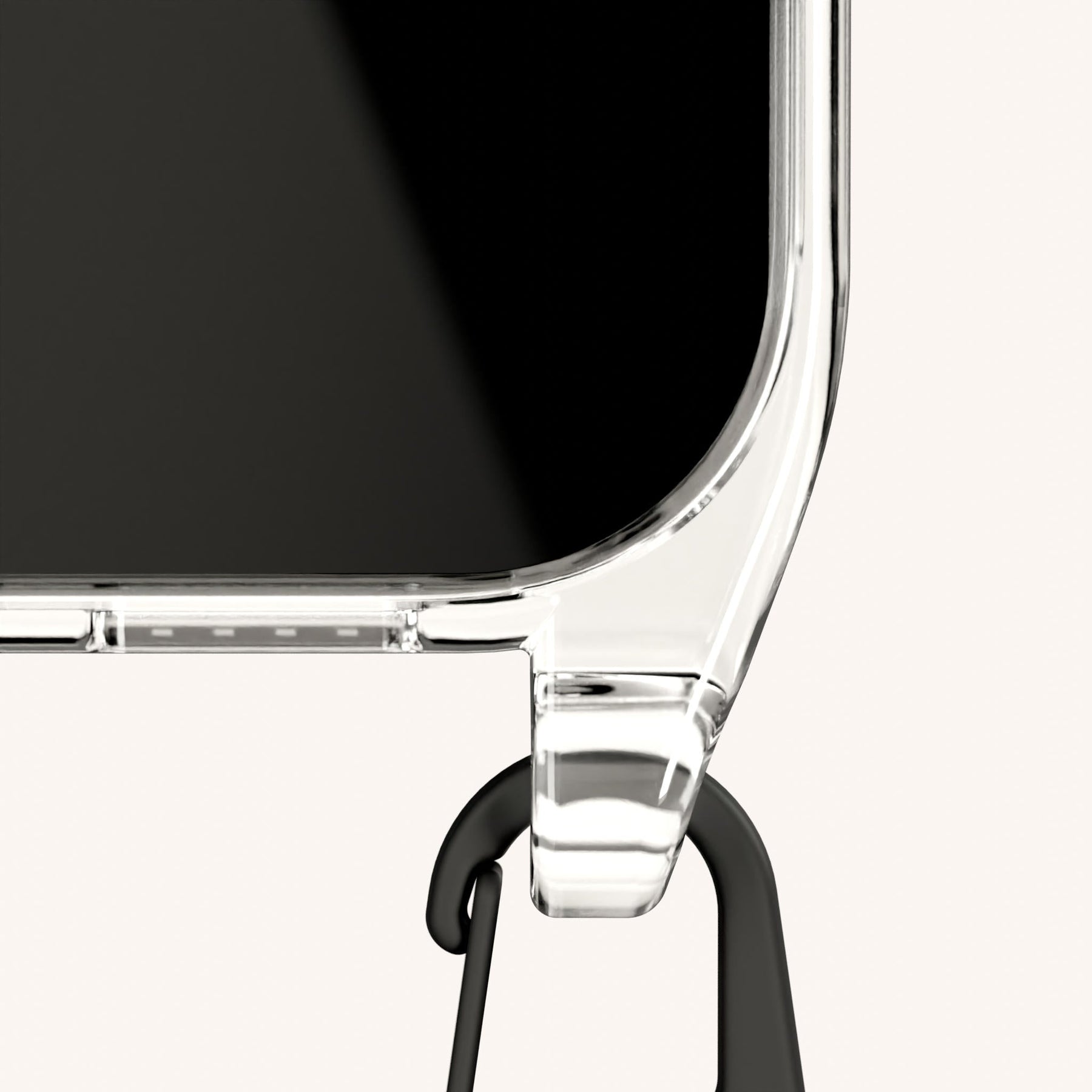 Handykette mit schmalem Gurt in Transparent + Schwarz