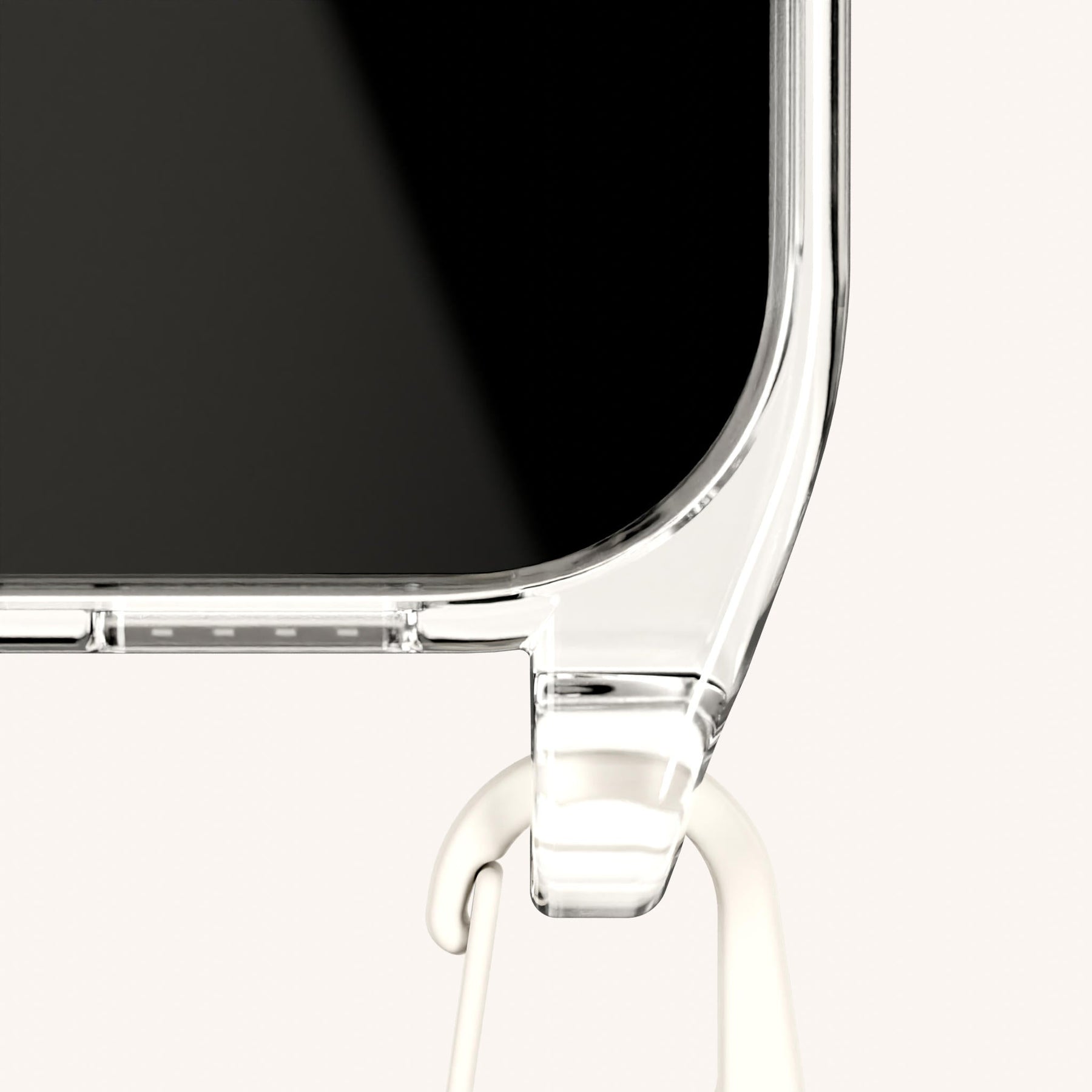 Handykette mit schmalem Gurt in Transparent + Kreideweiss