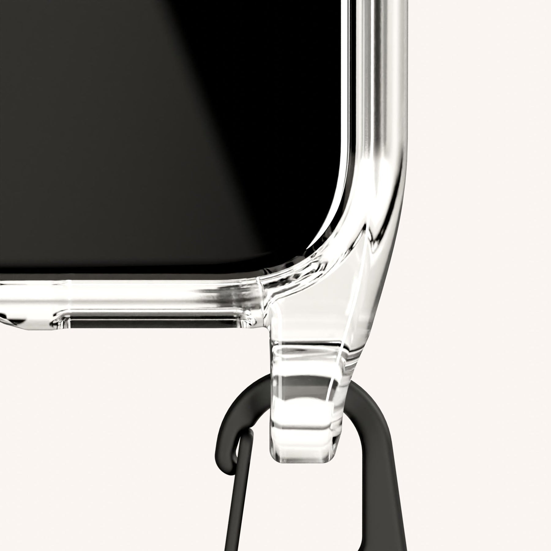 Handykette mit schmalem Gurt in Transparent + Schwarz