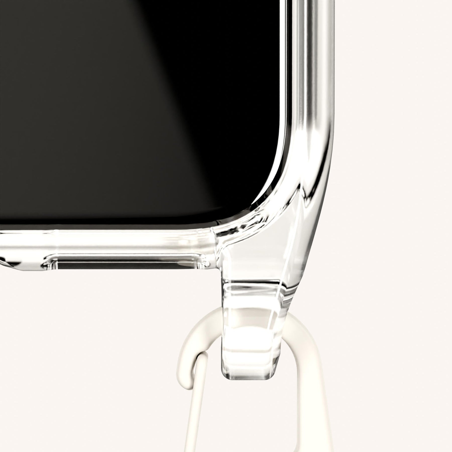 Handykette mit schmalem Gurt in Transparent + Kreideweiss