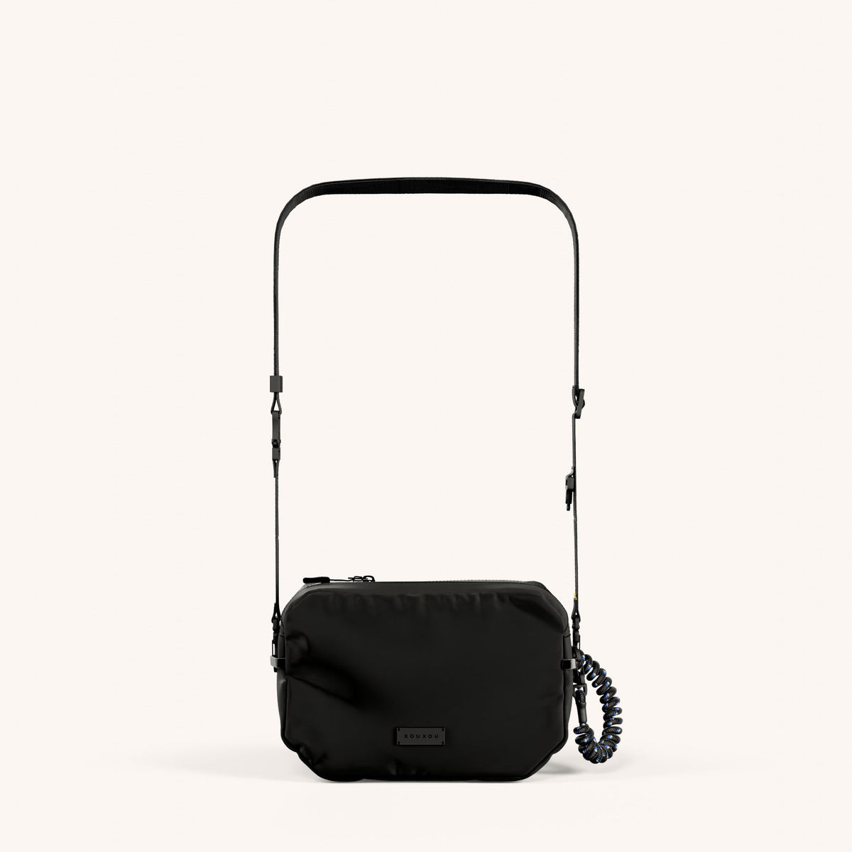 Crossbody Bag with Lanyard in Black Total View | XOUXOU