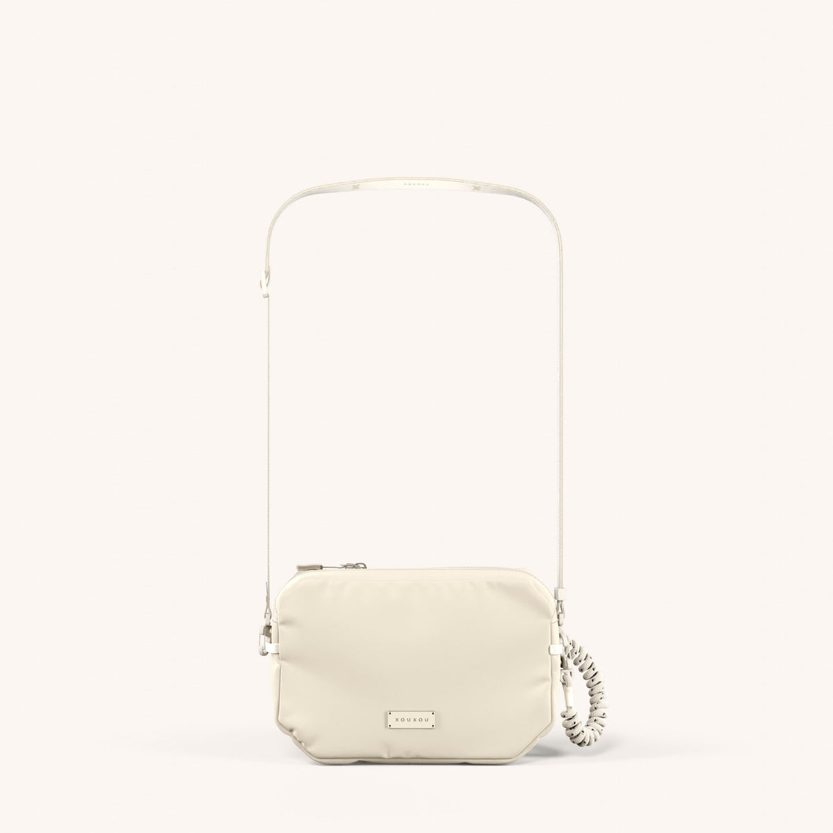 Crossbody Bag with Slim Lanyard in Chalk Total View | XOUXOU