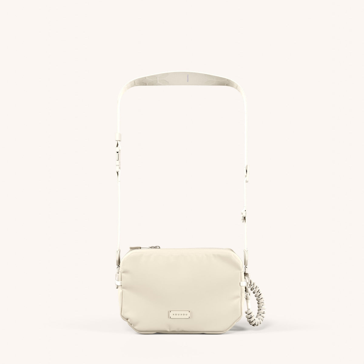 Crossbody Bag with Ultrawide Lanyard in Chalk Total View | XOUXOU