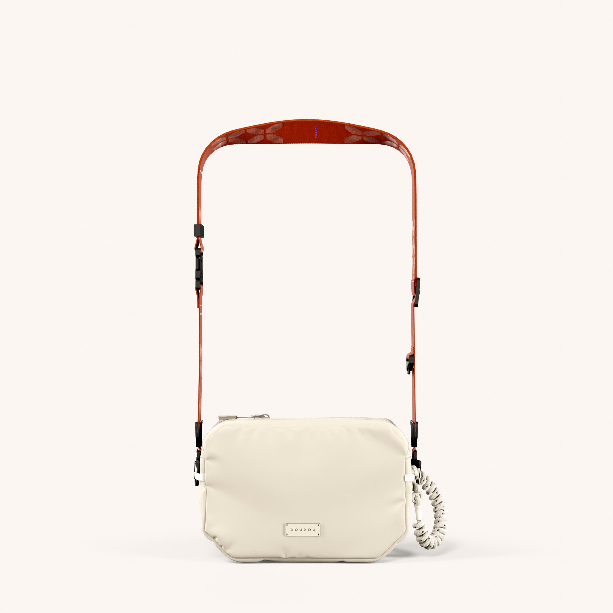 Crossbody Bag with Ultrawide Lanyard in Chalk + Tangerine Total View | XOUXOU