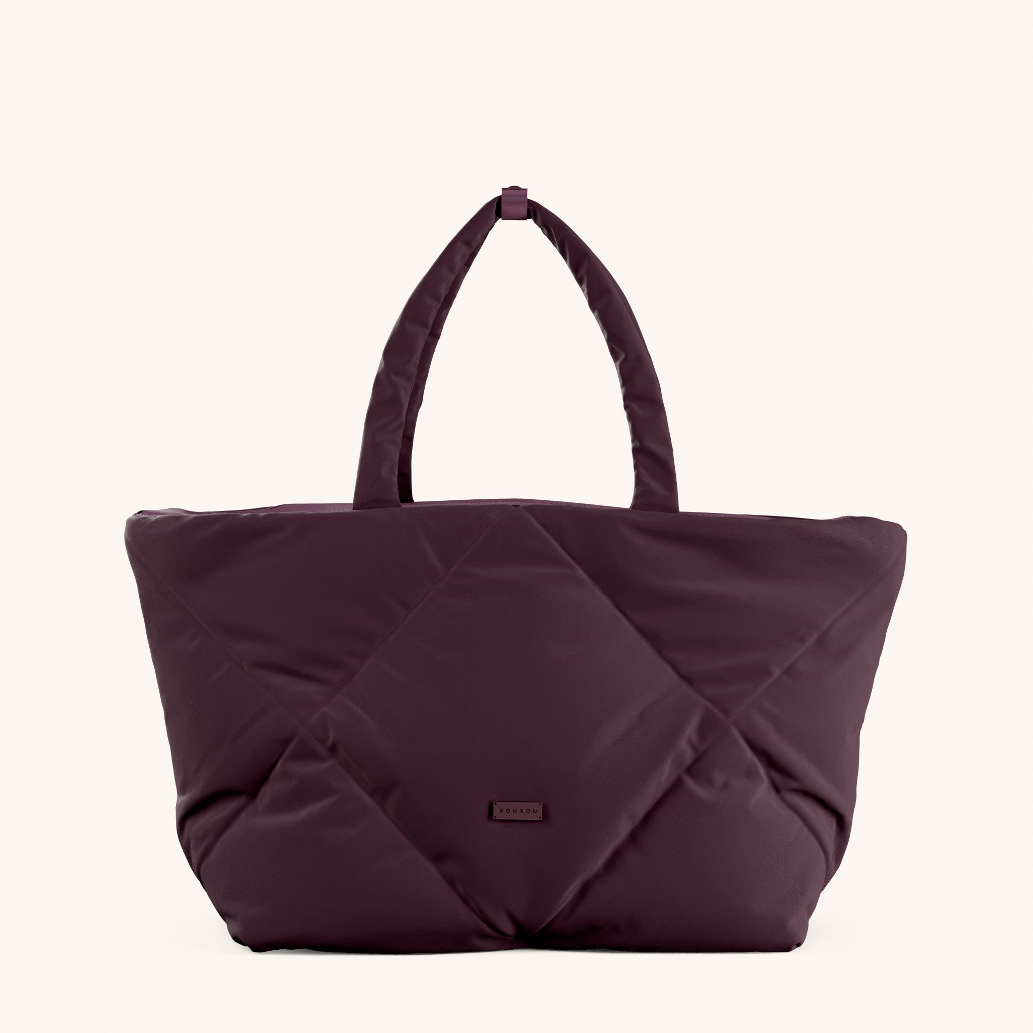 Padded Tote in Burgundy Total View | XOUXOU
