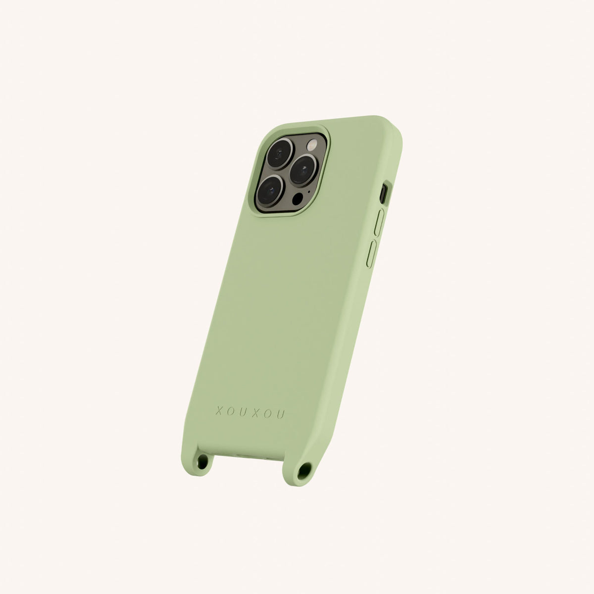 Phone Case with Eyelets for iPhone 13 Pro with MagSafe in Light Olive Perspective View | XOUXOU #phone model_iphone 13 pro