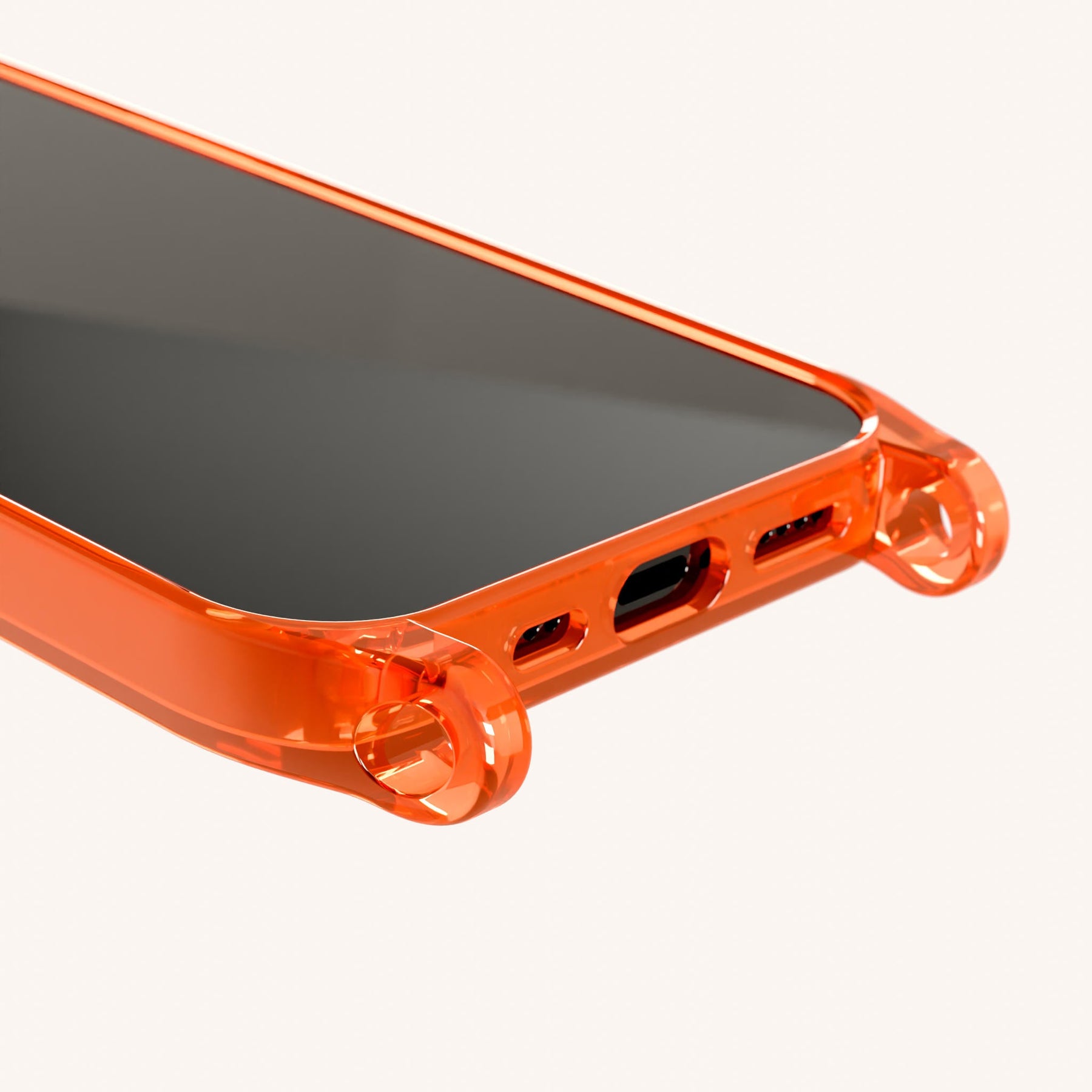 Phone Case with Eyelets in Neon Orange Clear