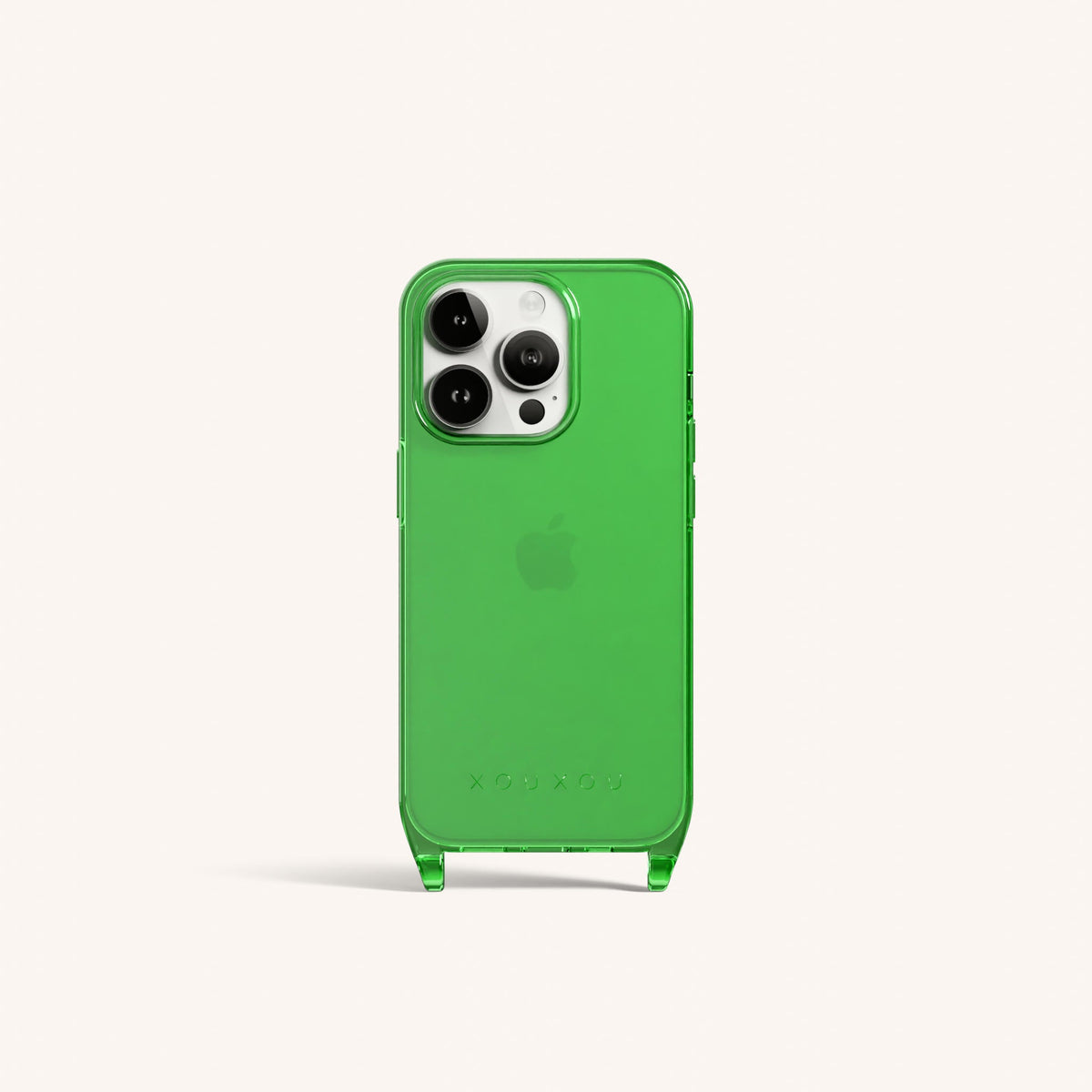 Phone Case with Eyelets for iPhone 14 Pro without MagSafe in Neon Green Clear Total View | XOUXOU #phone model_iphone 14 pro