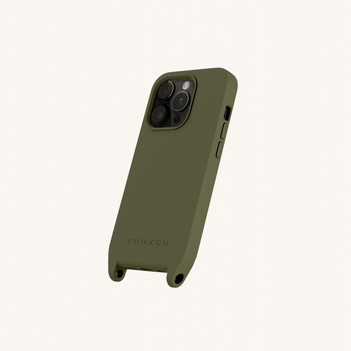 Phone Case with Eyelets for iPhone 15 Pro with MagSafe in Moss Perspective View | XOUXOU #phone model_iphone 15 pro