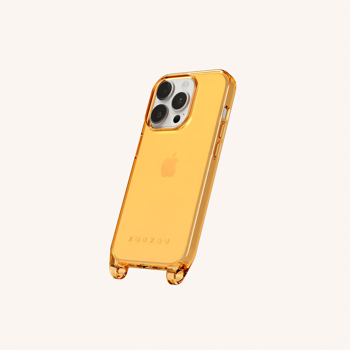 Phone Case with Eyelets for iPhone 15 Pro without MagSafe in Mel Clear Perspective View | XOUXOU #phone model_iphone 15 pro