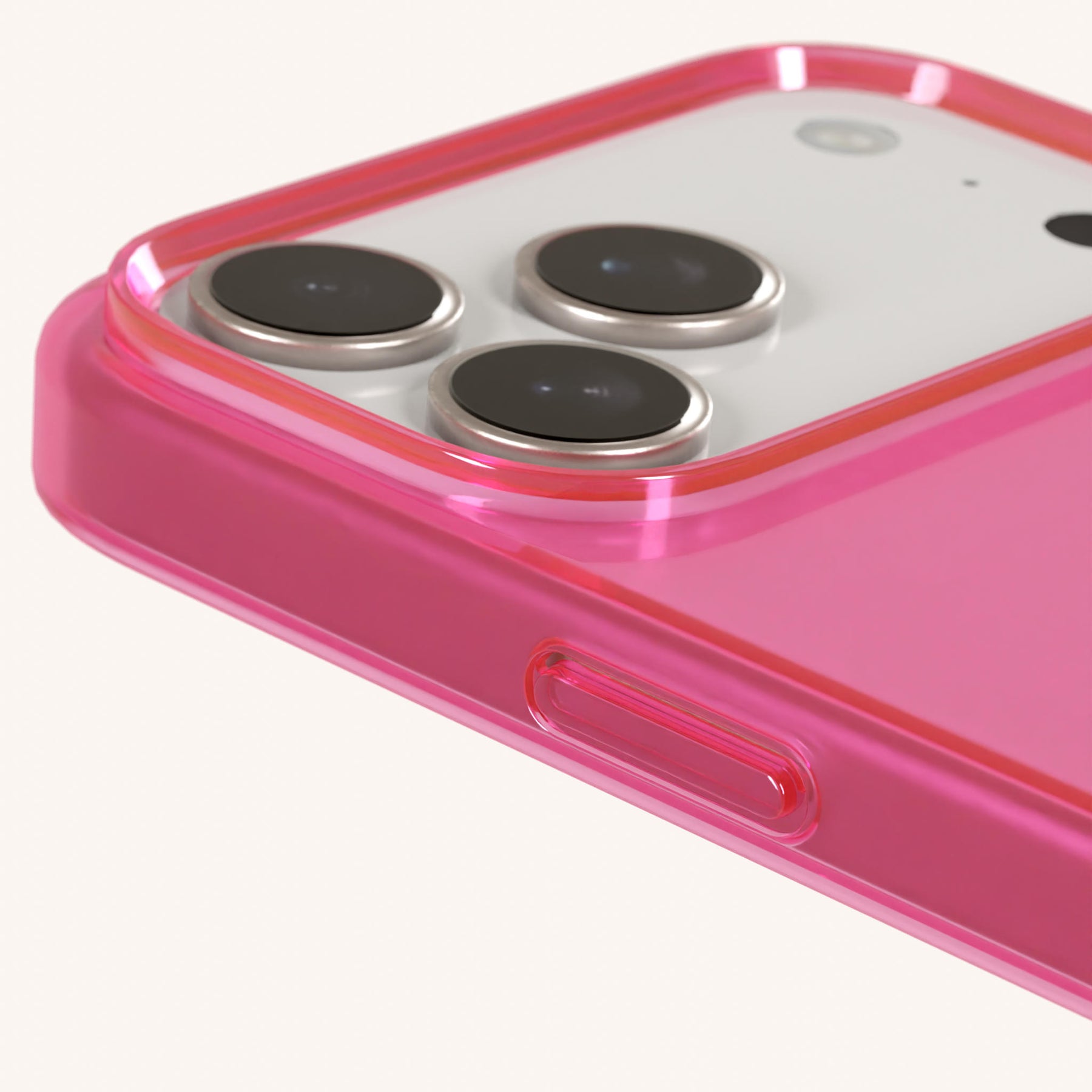 Coque téléphone avec œillets d'attache en Cyber Pink Clear