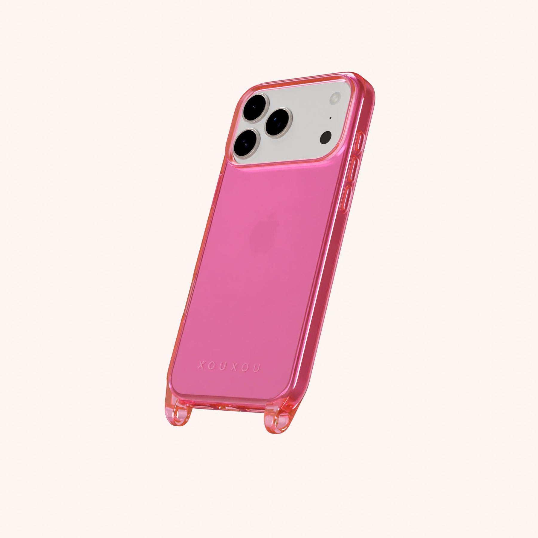 Coque téléphone avec œillets d'attache en Cyber Pink Clear