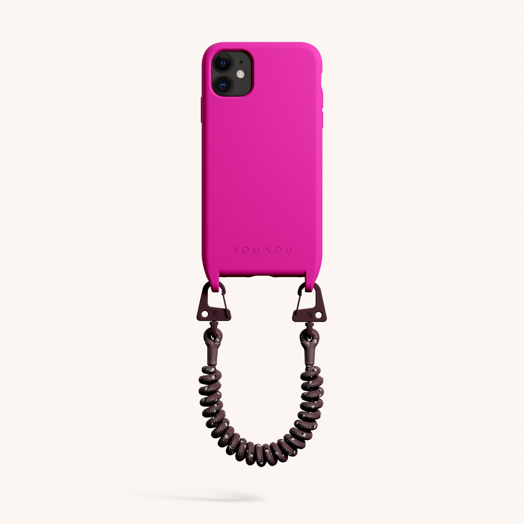 Phone Case with Spiral Rope in Power Pink + Burgundy