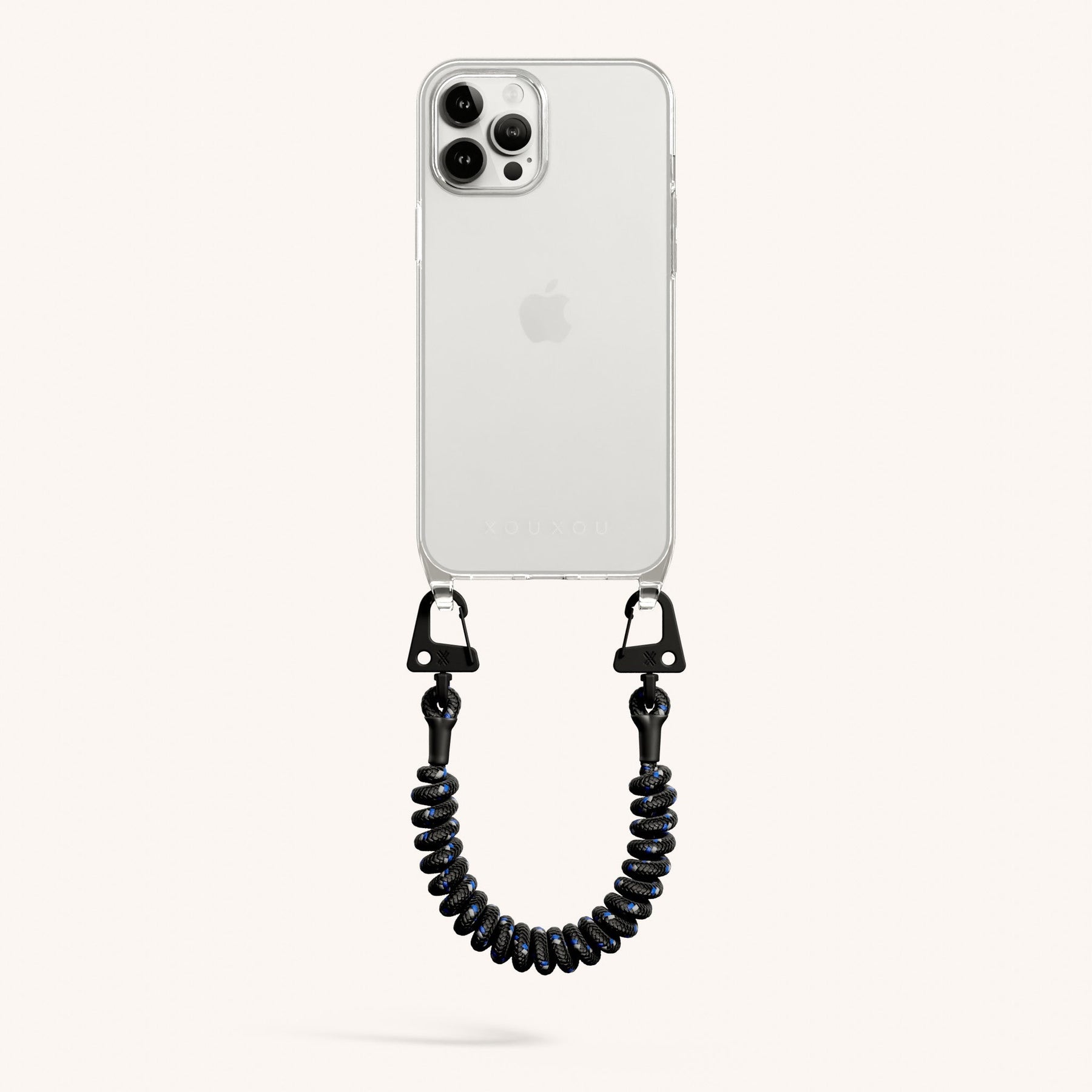 Phone Case with Spiral Rope in Clear + Black