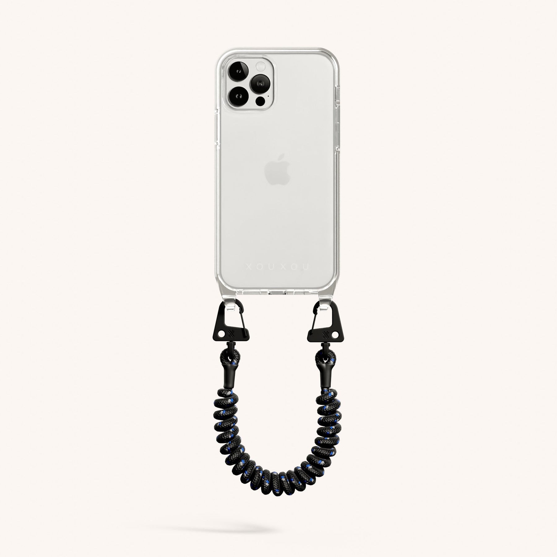 Phone Case with Spiral Rope in Clear + Black