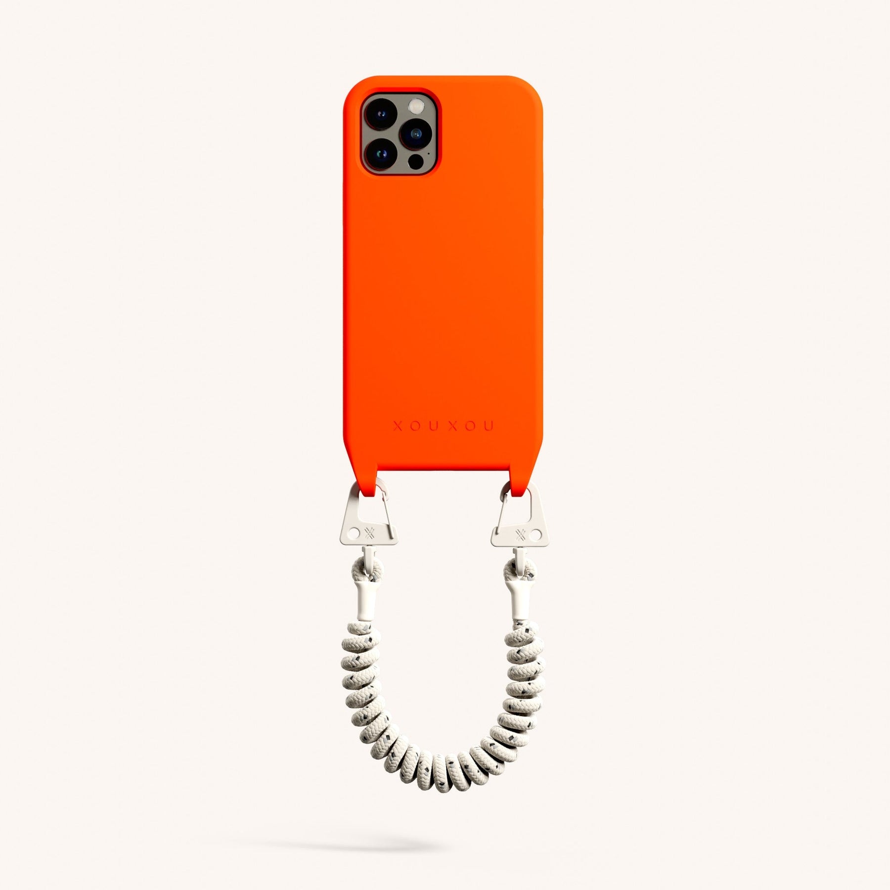 Handyhülle mit Spiralband in Neon Orange + Kreideweiss