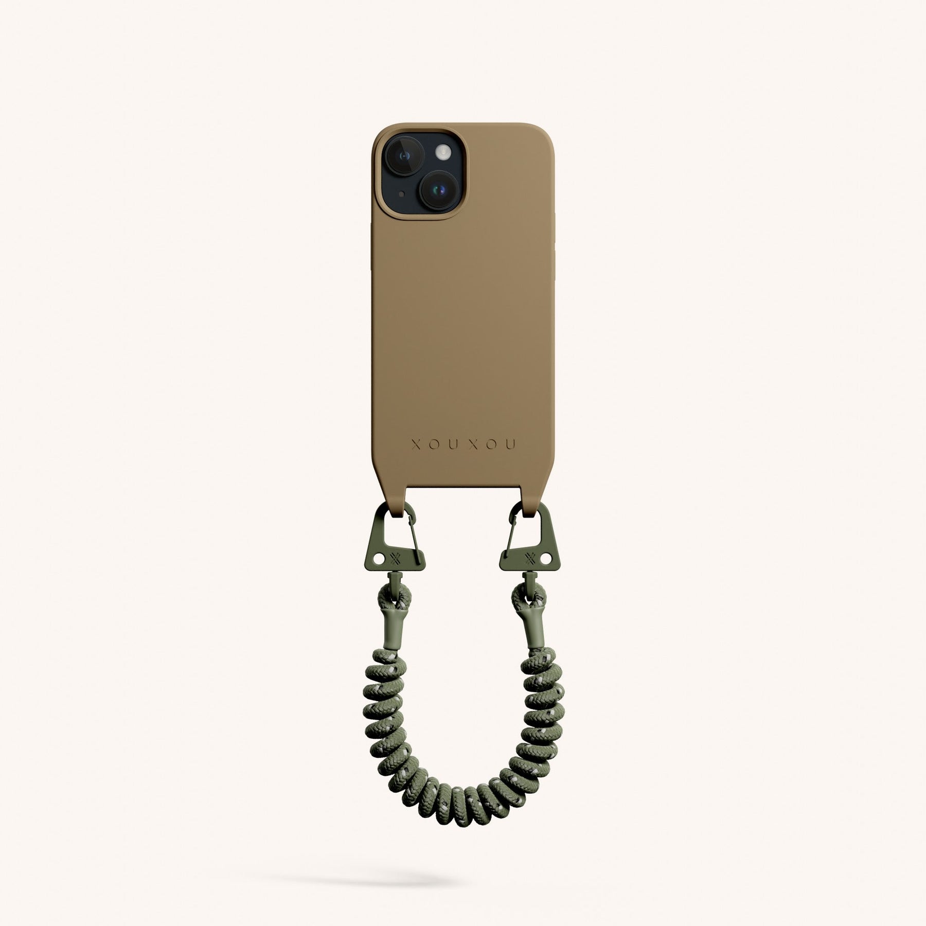 Phone Case with Spiral Rope in Taupe + Moss