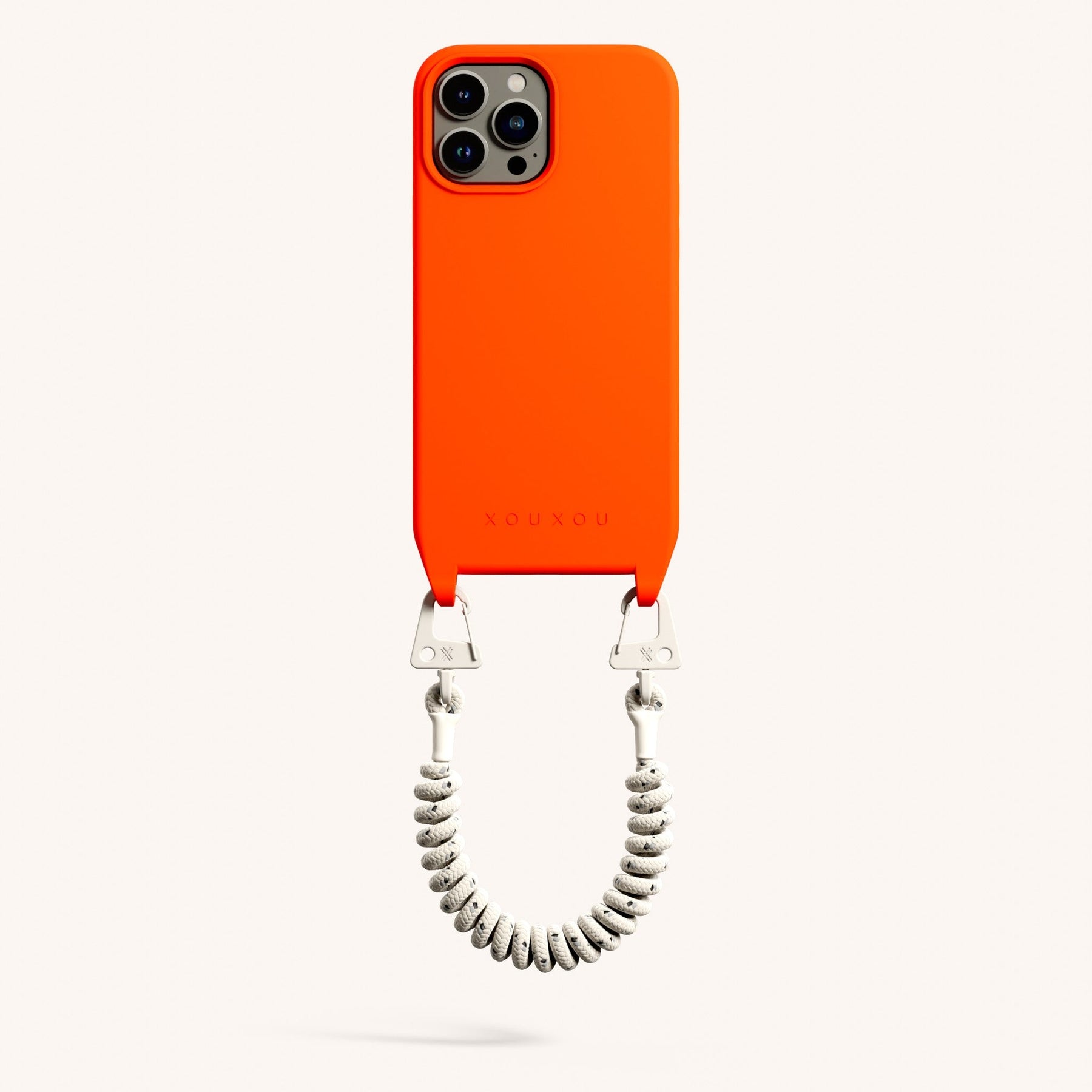 Handyhülle mit Spiralband in Neon Orange + Kreideweiss