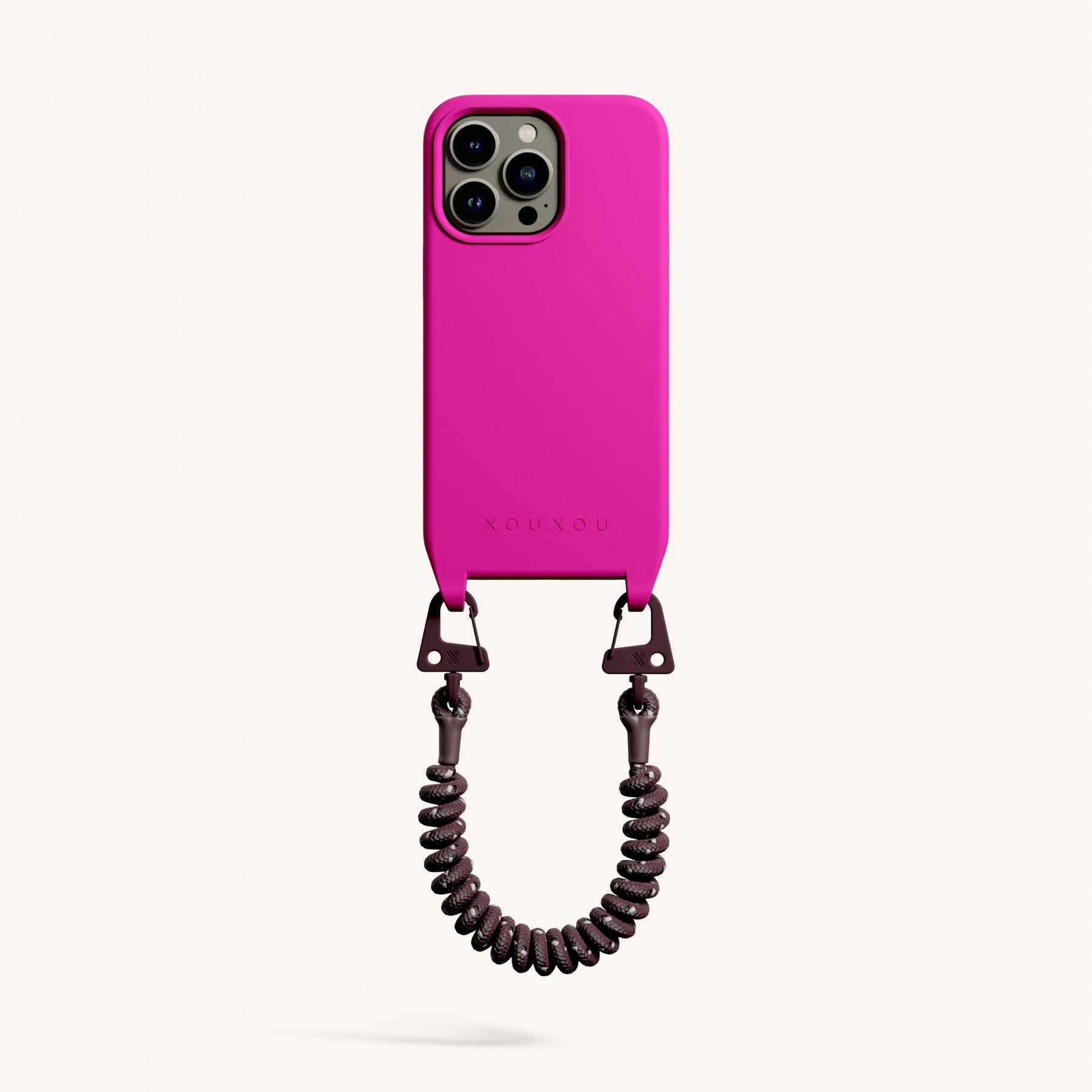 Phone Case with Spiral Rope in Power Pink + Burgundy - XOUXOU®
