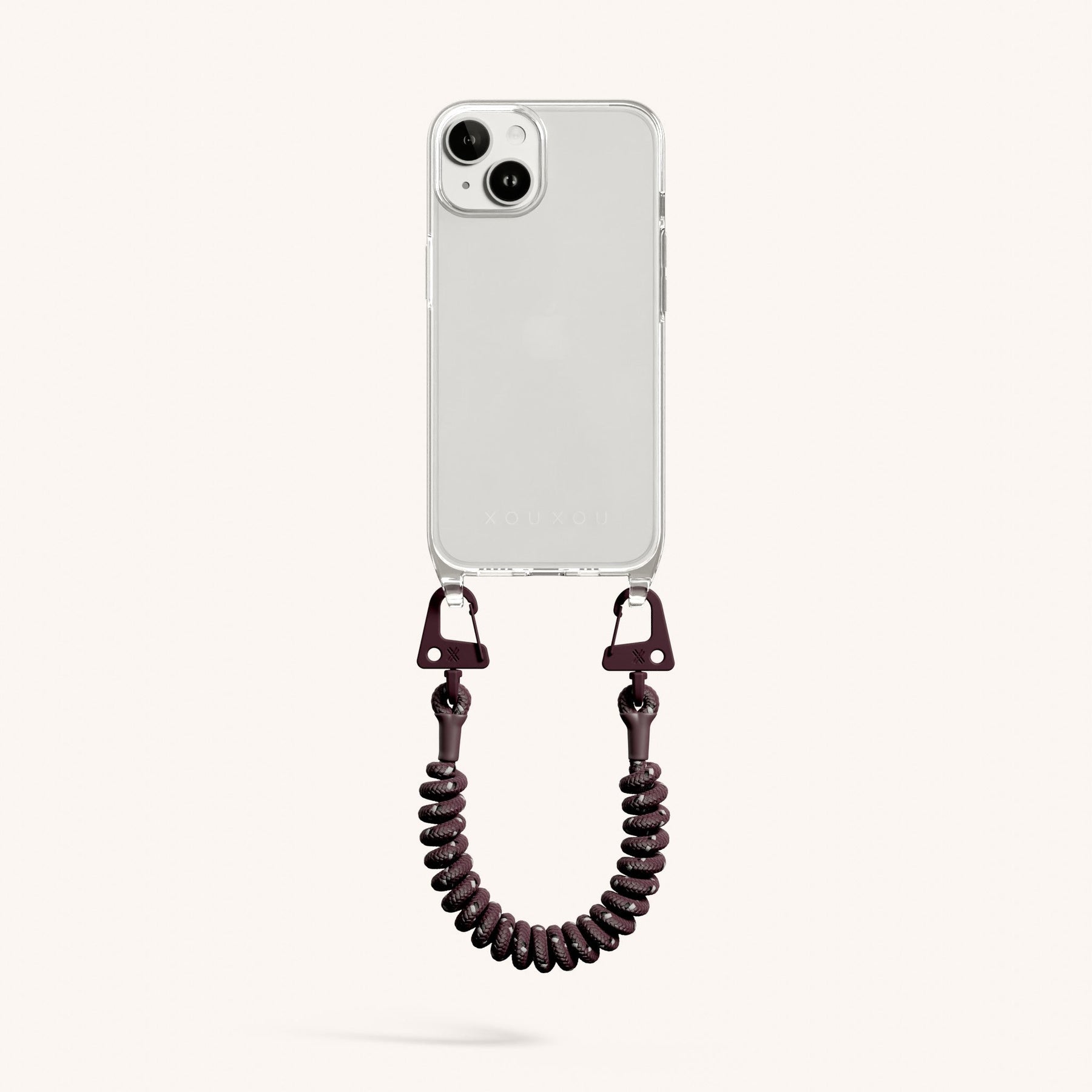 Phone Case with Spiral Rope in Clear + Burgundy