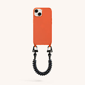 Handyhülle mit Spiralband in Neon Orange transparent + Schwarz
