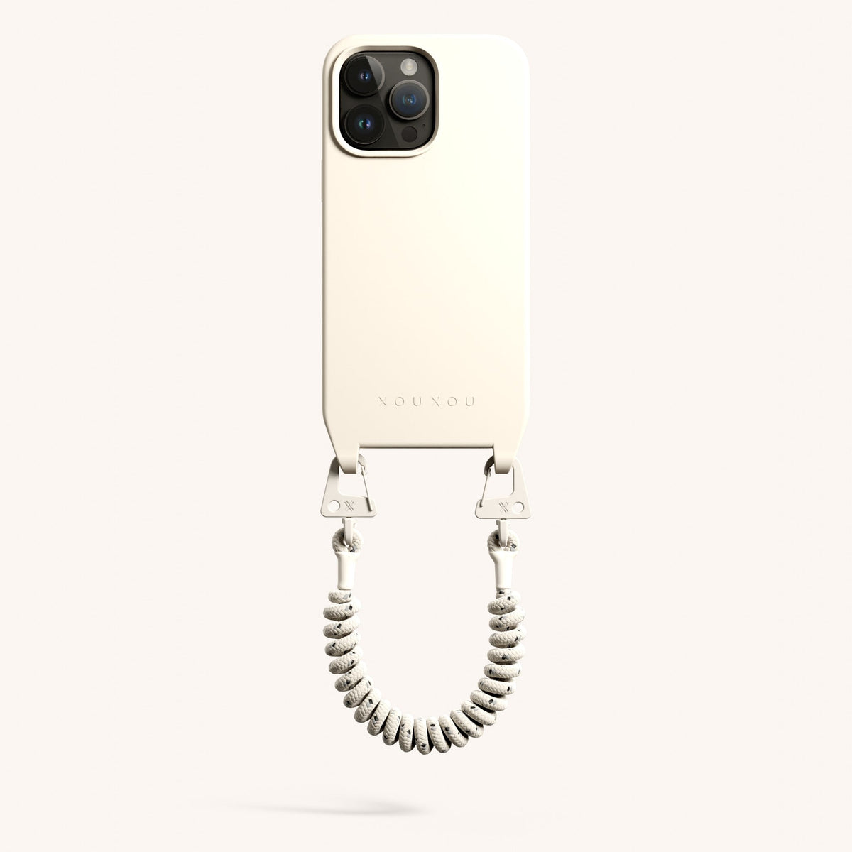 Phone Case with Spiral Rope for iPhone 15 Pro Max without MagSafe in Chalk Total View | XOUXOU #phone model_iphone 15 pro max