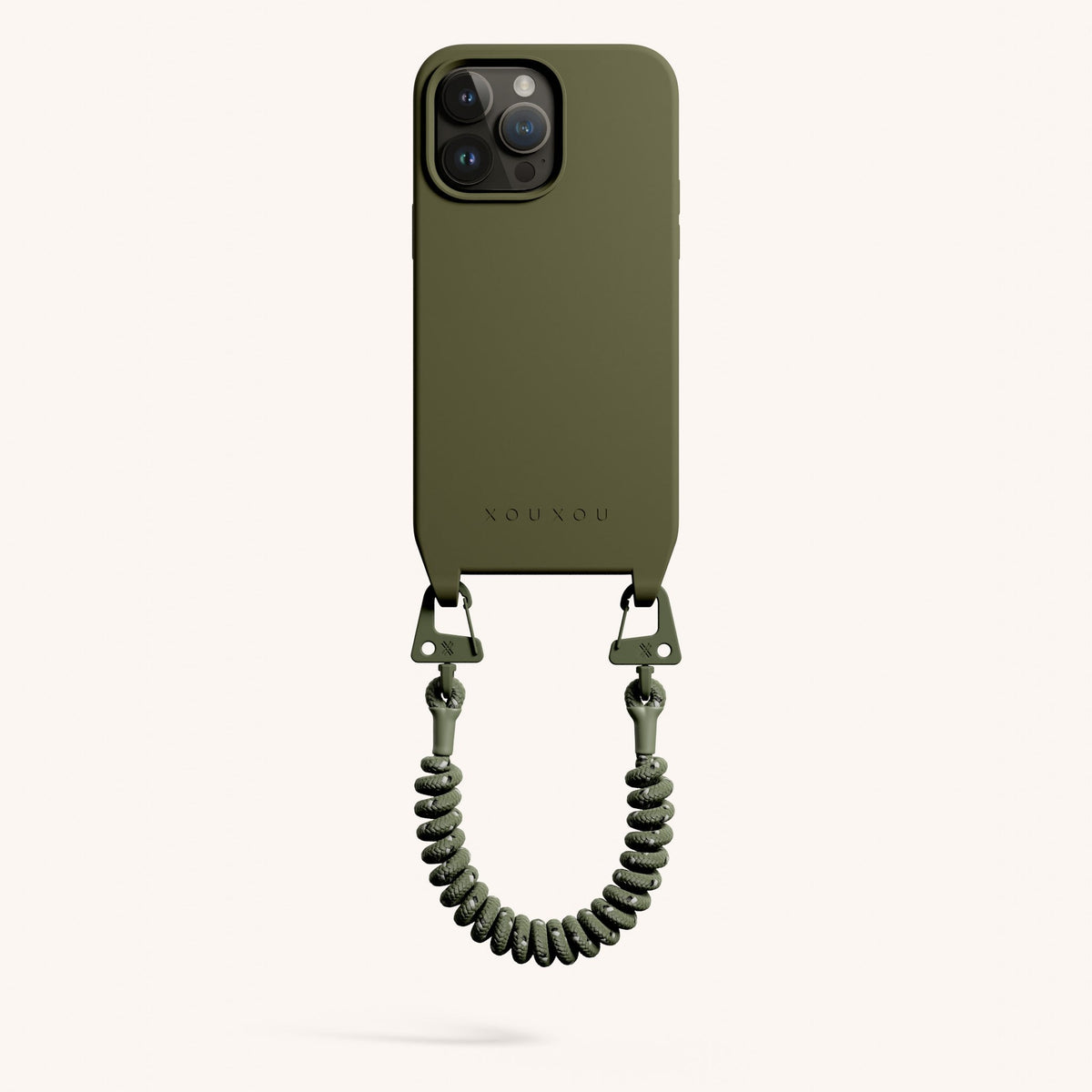 Phone Case with Spiral Rope for iPhone 15 Pro Max without MagSafe in Moss Total View | XOUXOU #phone model_iphone 15 pro max