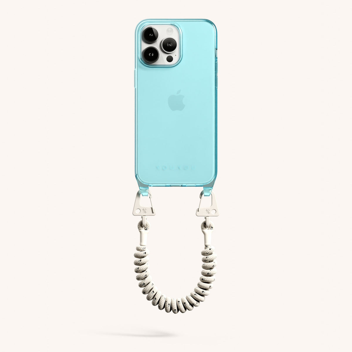 Phone Case with Spiral Rope for iPhone 15 Pro Max without MagSafe in Pool Clear + Chalk Total View | XOUXOU #phone model_iphone 15 pro max