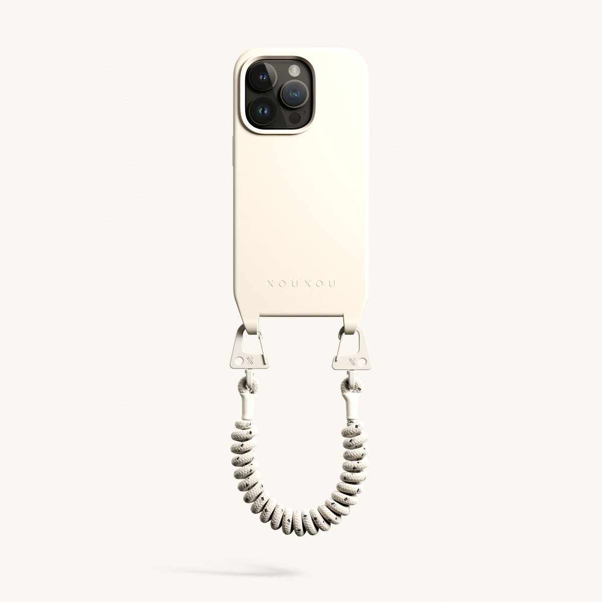 Phone Case with Spiral Rope for iPhone 15 Pro without MagSafe in Chalk Total View | XOUXOU #phone model_iphone 15 pro