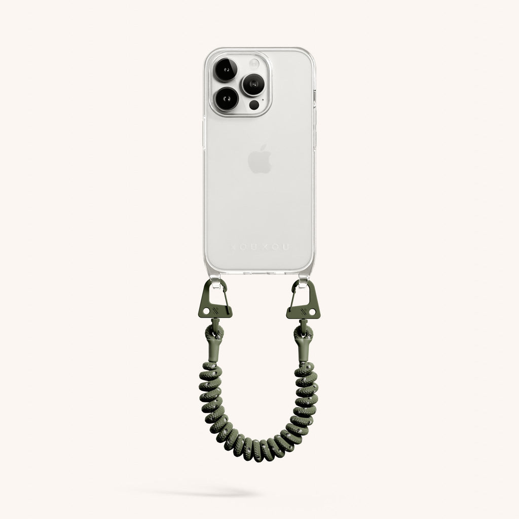 Phone Case with Spiral Rope in Clear Moss XOUXOU