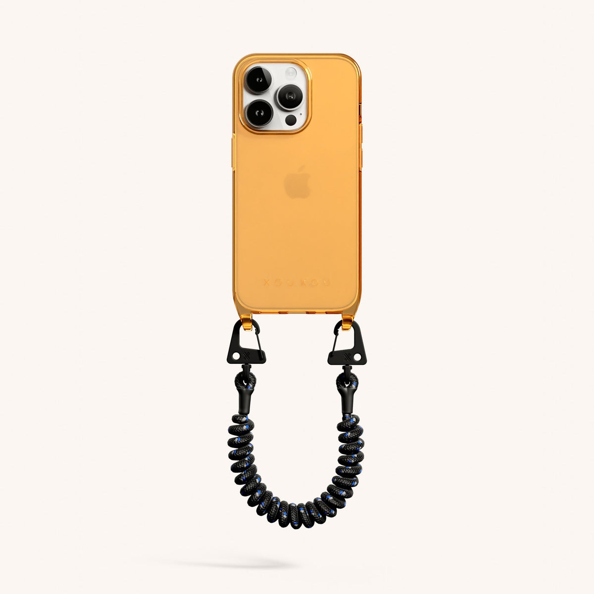 Phone Case with Spiral Rope for iPhone 15 Pro without MagSafe in Mel Clear + Black Total View | XOUXOU #phone model_iphone 15 pro