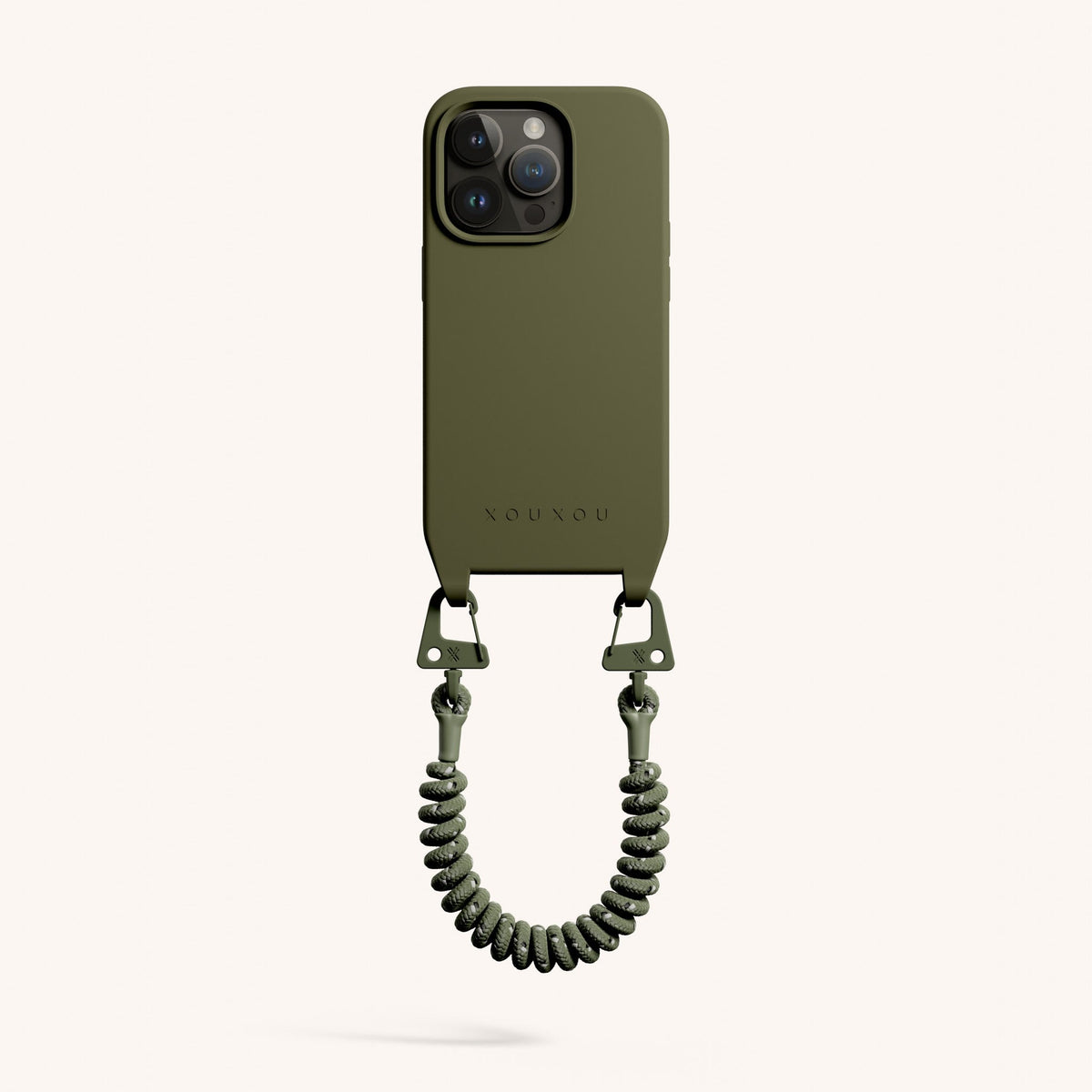 Phone Case with Spiral Rope for iPhone 15 Pro without MagSafe in Moss Total View | XOUXOU #phone model_iphone 15 pro