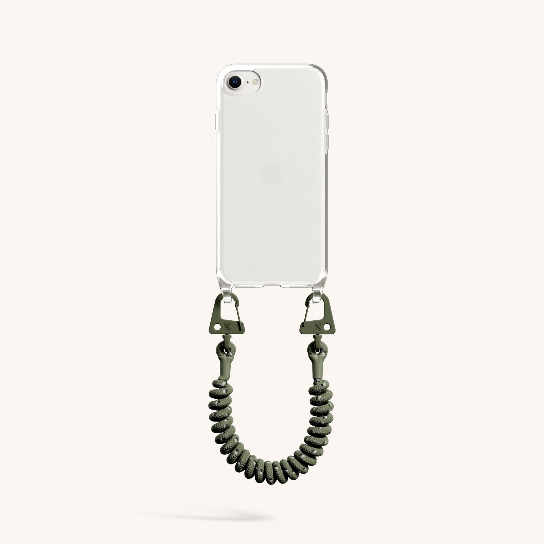 Phone Case with Spiral Rope in Clear + Moss