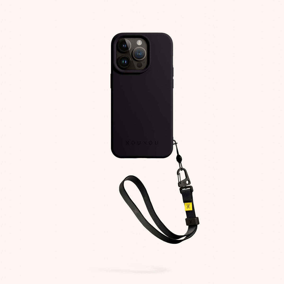 Phone Case with Wrist Strap for iPhone 15 Pro with MagSafe in Black Total View | XOUXOU #phone model_iphone 15 pro