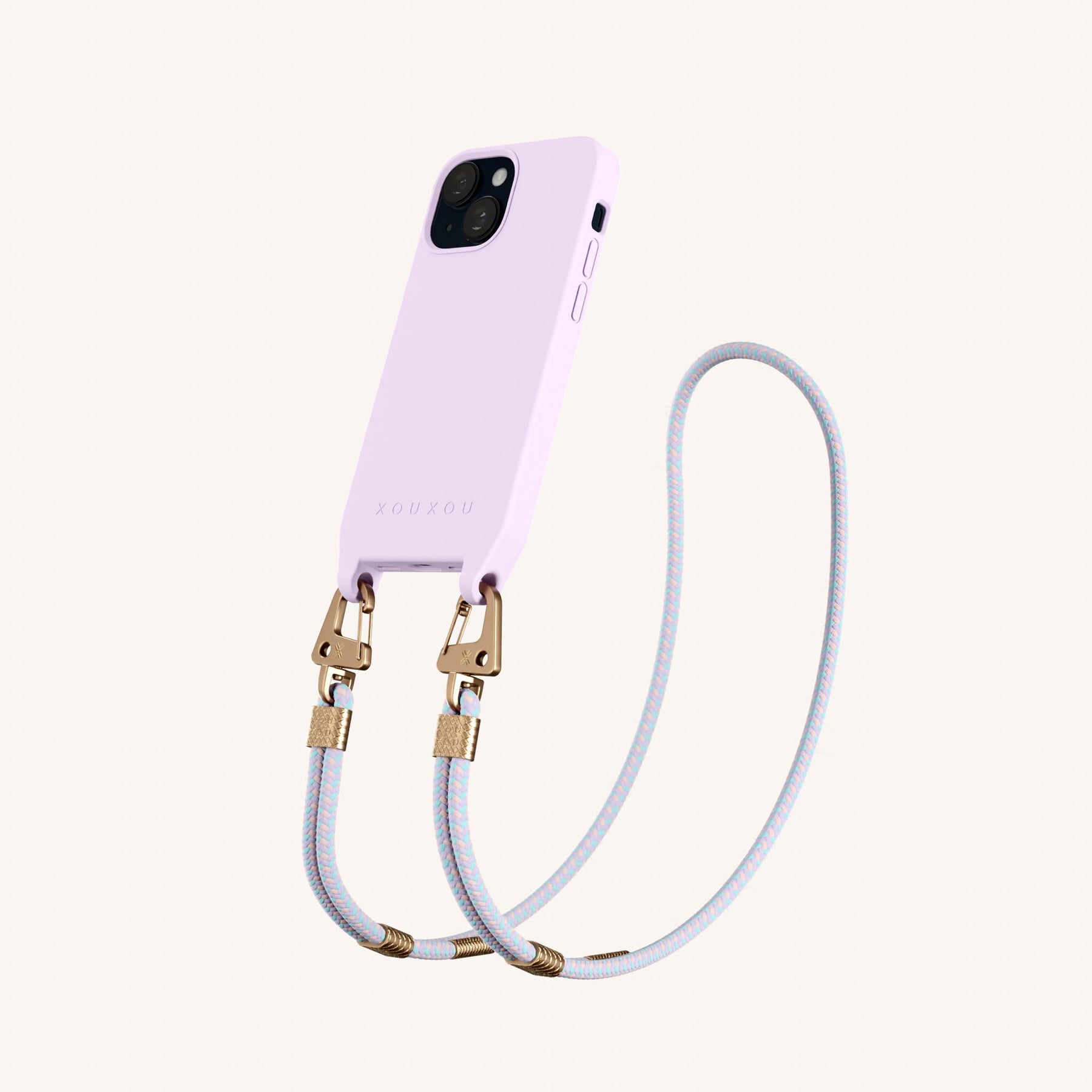 Phone Necklace with Carabiner Rope in Lilac + Vibrant Pastel