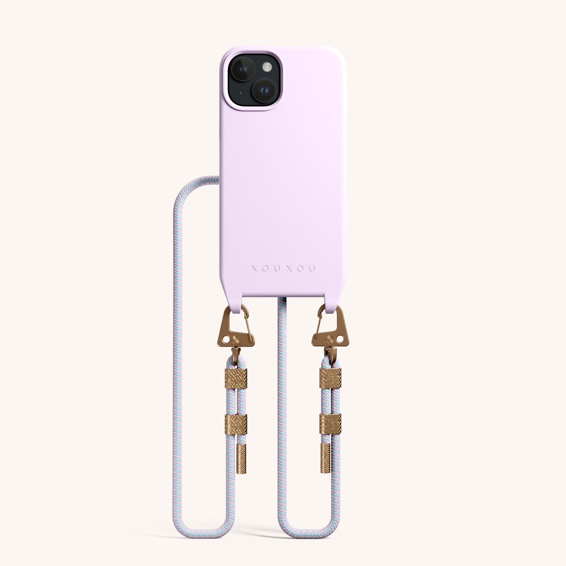 Phone Necklace with Carabiner Rope in Lilac + Vibrant Pastel