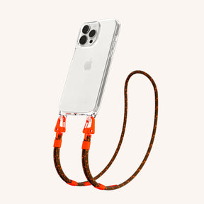 Phone Necklace with Carabiner Rope in Clear + Chestnut