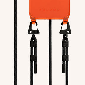 Handykette mit Karabinerband in Neon Orange transparent + Schwarz