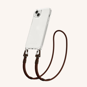 Phone Necklace with Carabiner Rope in Clear + Earth