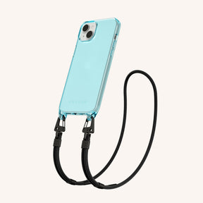 Phone Necklace with Carabiner Rope in Mel Clear + Black