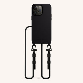 Phone Necklace with Carabiner Rope in Black