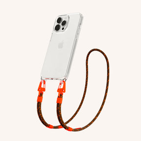 Phone Necklace with Carabiner Rope in Clear + Chestnut