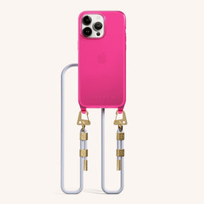 Phone Necklace with Carabiner Rope in Cyber Pink Clear + Vibrant Pastel